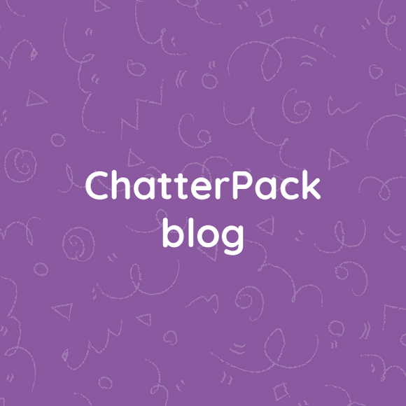 Purple square with white text saying ChatterPack blog