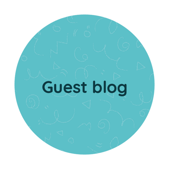 Green circle background with navy text saying Guest blog