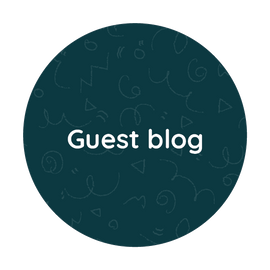 Black circle background with white text saying Guest blog