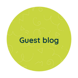 Green circle with navy text saying Guest blog