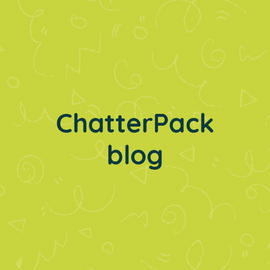 Green square with navy text saying ChatterPack blog