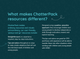 Dark blue background with light blue and white text explaining what makes ChatterPack resources different